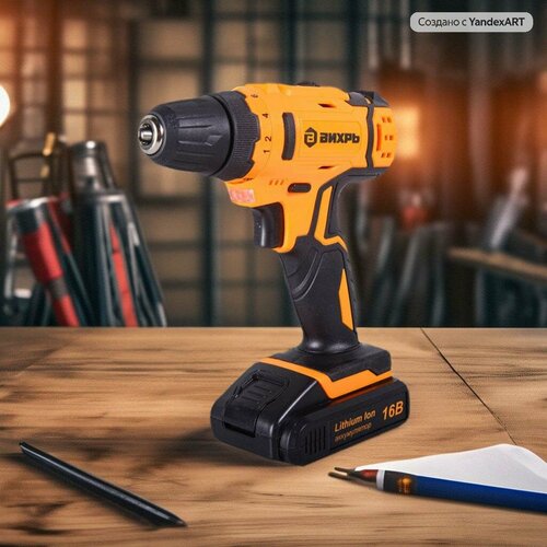 Дрель-шуруповерт аккумуляторная ДА-16Л-2КА с набором оснастки 65 предметов Вихрь 456100₽