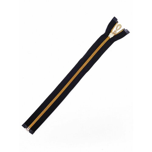 Застёжка-молния спираль-Т5 чёрная с золотом 50см автомат 1шт