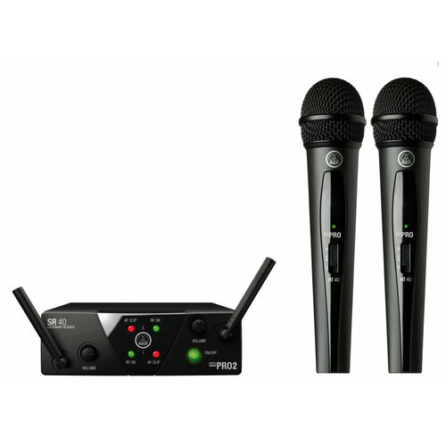 AKG WMS40 Mini2 Vocal Set - вокальная радиосистема с 2-мя ручными микрофонами HT40 mini и приемником