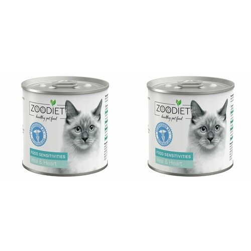 ZOODIET Консервированный корм для кошек с чувствительным пищеварением Телятина и сердце,240 г,2 шт