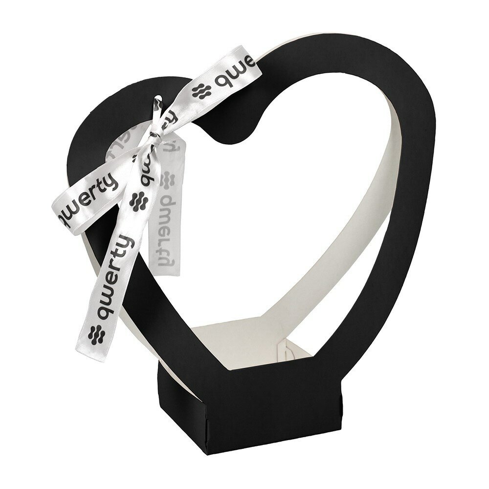 Пакет для цветов QWERTY Сердце с лентой чёрный 74095