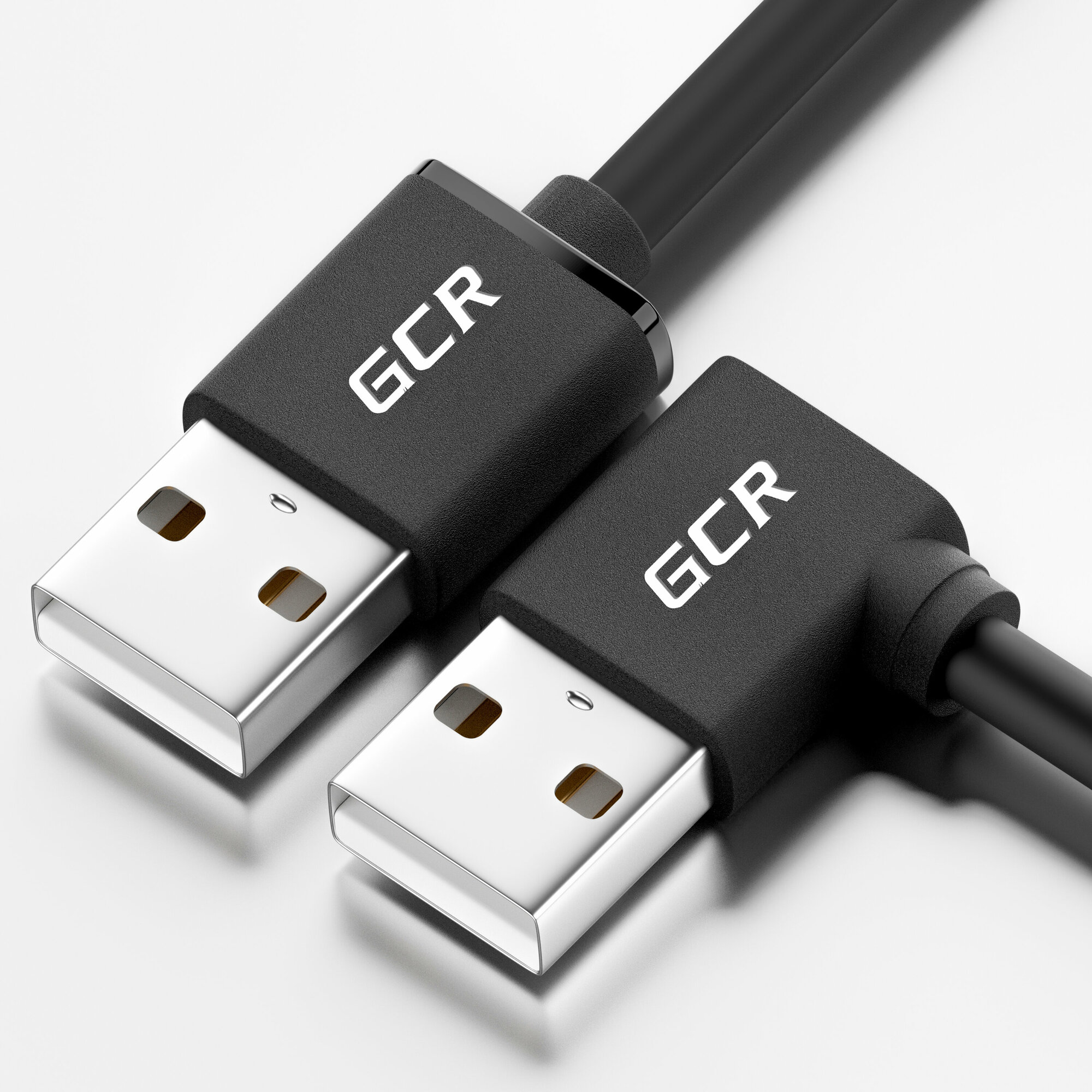 Кабель USB AM / AM левый угол для подключения компьютера ноутбука (GCR-AM1) черный 1.0м