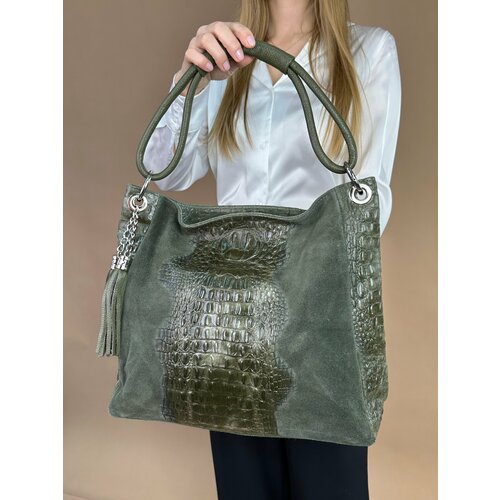 фото Сумка sefaro, фактура под рептилию, хаки