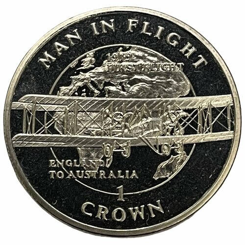 Остров Мэн 1 крона 1994 г. (Человек в полёте - Первый полет из Англии в Австралию) (CN)