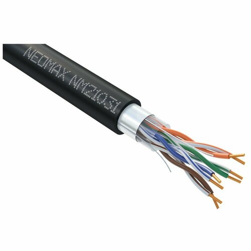 Neomax Кабель NM21031 F UTP cat.5e 4 пары 305 м 0.48 мм 24 AWG Медь, внешний, PE, черный neomax nm21031 витая пара