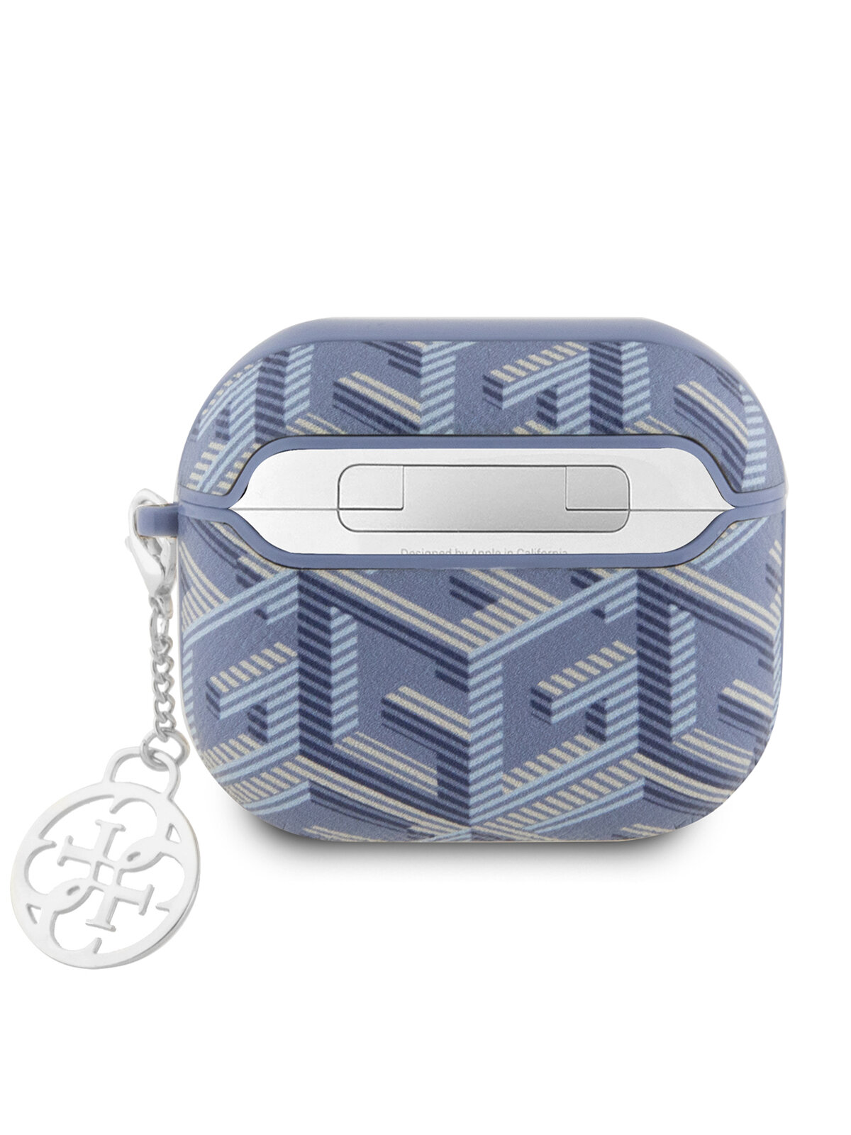 Guess для Airpods 3 чехол PU leather G CUBE with metal logo and Charm Blue