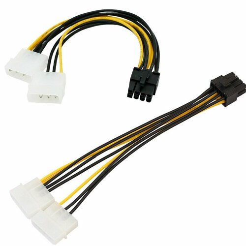 кабель питания видеокарты molex 2 pcie 6pin Кабель / переходник питания видеокарты 2 Molex -> 1 PCIe 8pin (майнинг)