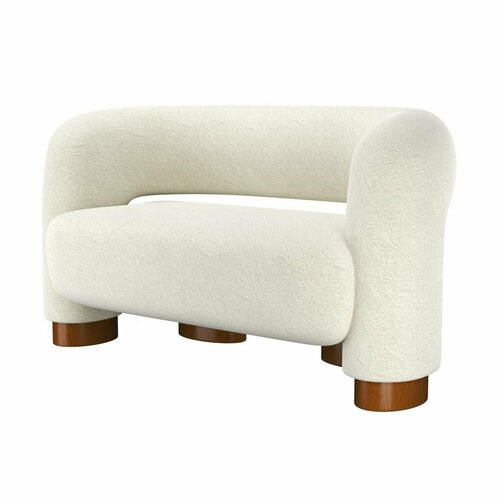 Диван PECOLA двухместный прямой нераскладной для гостиной спальни на кухню в детскую комнату кабинет дачу салон красоты офисный детский мягкая мебель для интерьера дома отдыха для уюта искусственный эко мех испанский орех молочный 79750₽