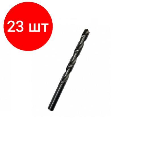 Комплект 23 штук, Сверло по металлу ПРАКТИКА Р6М5 4.0 х 75 мм блистер 033-208