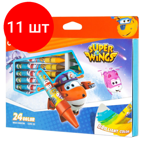 Комплект 11 наб, Мелки восковые Deli Super Wings круглые наб 24цв. картон/европод, EC21020