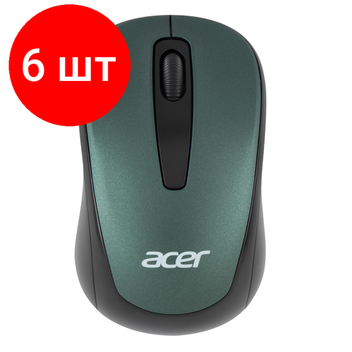 Комплект 6 штук, Мышь компьютерная Acer OMR135 зеленый (1000dpi) WLS USB (ZL. MCEEE.01I) мышь проводная acer omw126 1000dpi черный zl mceee 010