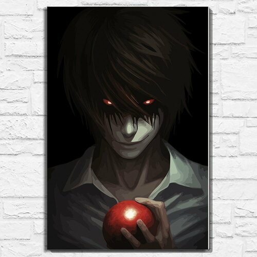 Картина по номерам на холсте аниме Death Note (Тетрадь смерти, Рюк, Кира, Лайт) - 13537 В 60x40 картина по номерам на холсте аниме death note тетрадь смерти рюк кира лайт 13537 в 30x40