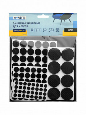 AVANTgard / Защитные наклейки для мебели. Набор 125 шт. Черный войлок