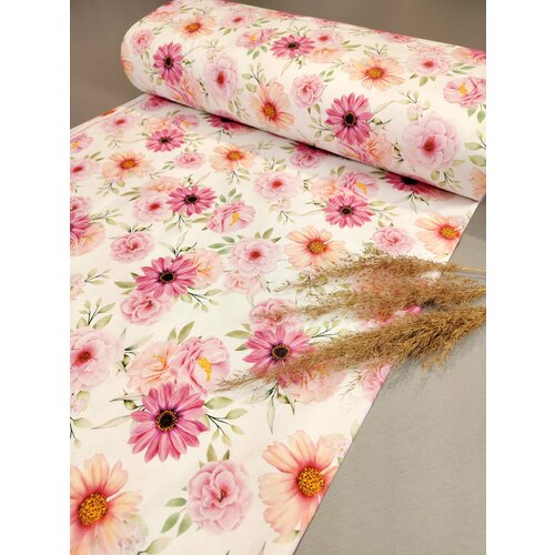 фото Ранфорс люкс (поплин) диджитал ткань для пошива постельного белья , цветы, на отрез от 1 метра napolyon