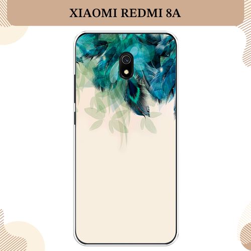 Силиконовый чехол Перья голубого цвета на Xiaomi Redmi 8A / Сяоми Редми 8A