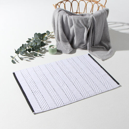 Коврик махровый Этель Lines цв белый 50х70 см 100 хлопок 750 гм2 для дома 1760₽