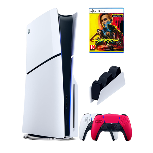 PS5 ПС5 Игровая приставка Sony PlayStation 5 Slim disc 2-й геймпадкрасный зарядное игра Cyberpunk 8449900₽