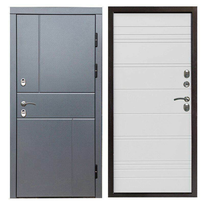 фото Дверь входная металлическая с терморазрывом Вертикаль grey white line Paputin's Doors 860 х 2050 мм Левая