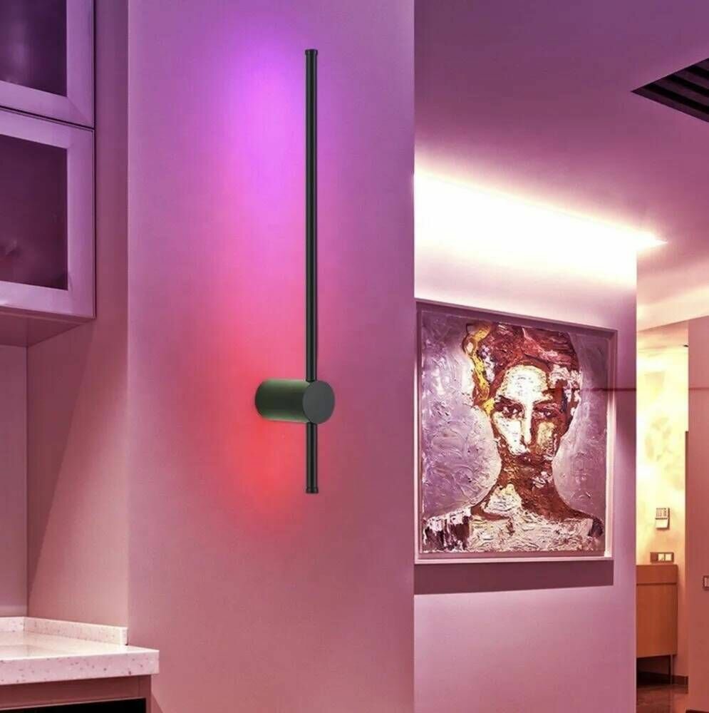 фото Светильник 16W светодиодный RGB поворотный Aurum Nine 800 мм черный матовый, с пультом управления (без выключателя в комплекте)