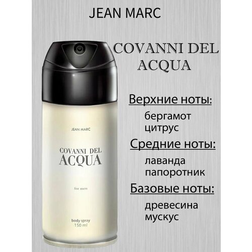 Дезодорант мужской Covanni Del Acqua, 150мл. дезодорант jean marc your mind для мужчин спрей аромат древесный 150 мл