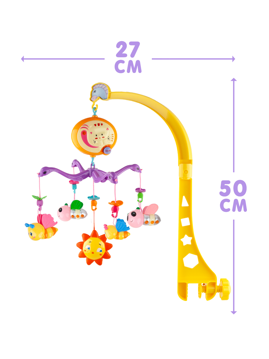 Мобиль каруселька на кроватку Бабочки: музыкальный, съемные игрушки-погремушки, HL2018-8R