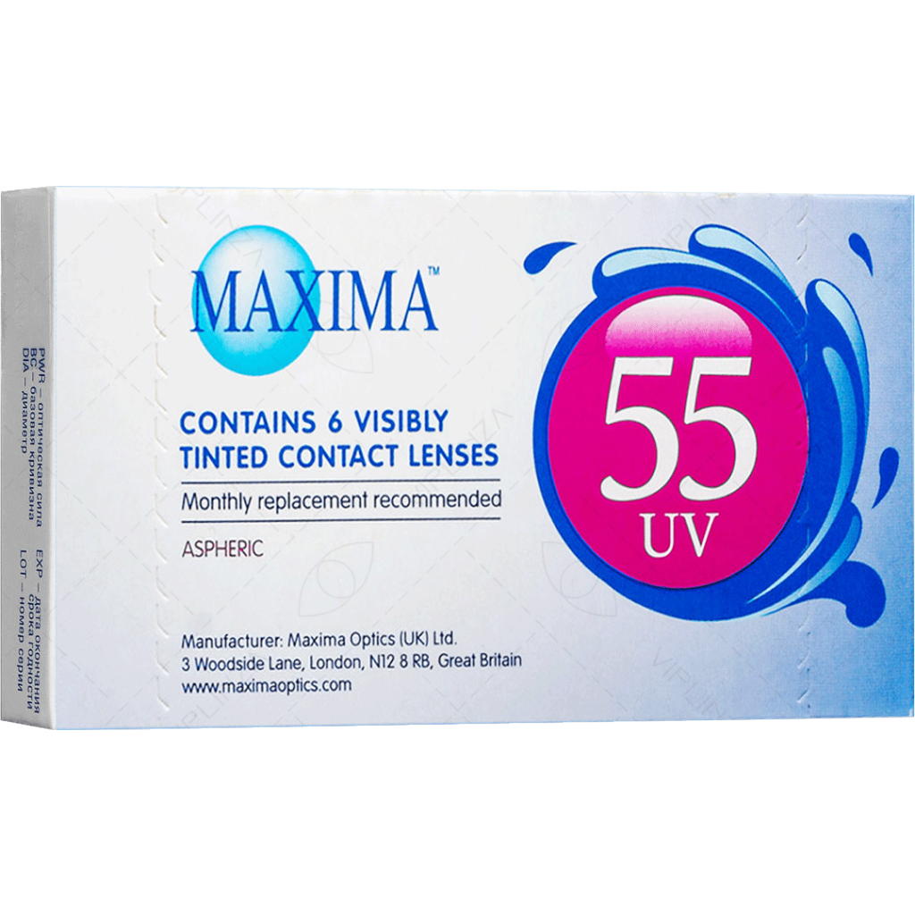 Контактные линзы Maxima 55 UV R 8.6, D -2.25, DIA 14.2, 6 линз