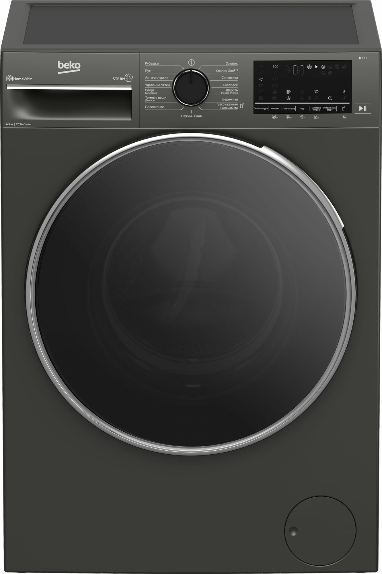 Узкая стиральная машина Beko B3WFR56H2A, 6,5 кг, антрацит