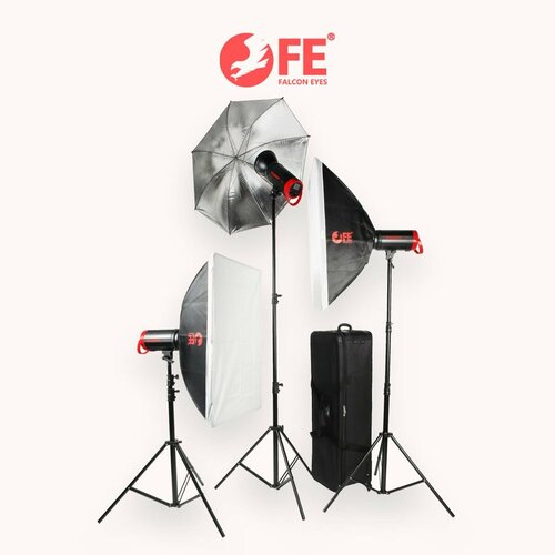 Комплект студийного оборудования Falcon Eyes Sprinter LED 3300-SBU Kit фотозонт со вспышкой и штативом x3 свет для фото освещение для съемки 5239000₽