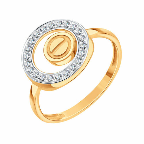 фото Кольцо diamant online, золото, 585 проба, фианит, размер 17, бесцветный