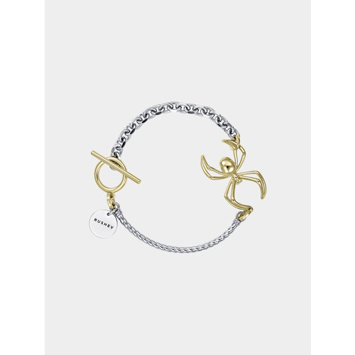 Браслет RUSHEV, 1 шт., размер 20 см, размер one size, серебристый/золотистый