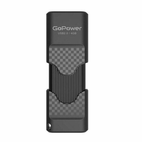 Флеш-накопитель GoPower SLIDER 4GB USB 2.0 пластик черный матовый