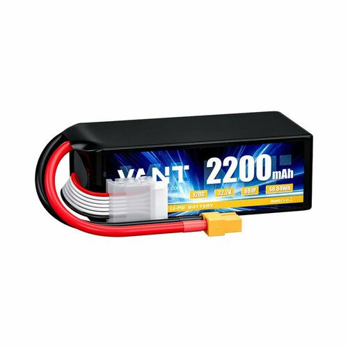 Аккумулятор LiPo Vant - 22.2В 2200мАч 120C (6S, разъём XT60), с графеном, 384 грамма аккумулятор cnhl black series 1100mah 6s 100c lipo xt60