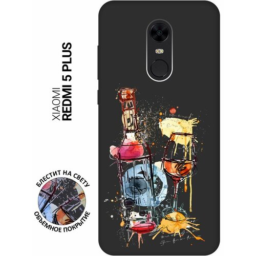 Матовый Soft Touch силиконовый чехол на Xiaomi Redmi 5 Plus, Сяоми Редми 5 Плюс с 3D принтом Aquarelle Wine черный матовый soft touch силиконовый чехол на xiaomi redmi 5 plus сяоми редми 5 плюс с 3d принтом aquarelle wine черный