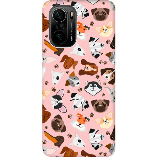 Силиконовый чехол на Xiaomi Poco F3, Сяоми Поко Ф3 Silky Touch Premium с принтом Dogs Pattern светло-розовый силиконовый чехол на xiaomi poco f3 сяоми поко ф3 silky touch premium с принтом lovers hands светло розовый