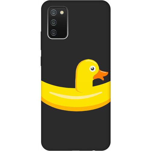 Матовый Soft Touch силиконовый чехол на Samsung Galaxy A02s, Самсунг А02с с 3D принтом Duck Swim Ring черный матовый soft touch силиконовый чехол на samsung galaxy a02s самсунг а02с с 3d принтом duck swim ring черный