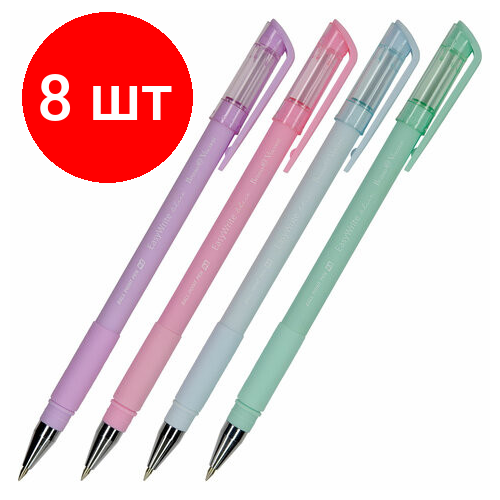 Комплект 8 шт, Ручка шариковая BRUNO VISCONTI EasyWrite, синяя, Zefir, ассорти, узел 0.5 мм, линия письма 0.3 мм, 20-0206 ручка шариковая автоматическая bruno visconti slimclick zefir синяя ассорти узел 0 5 мм линия письма 0 3 мм 20 0229 24 шт