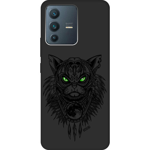 Матовый Soft Touch силиконовый чехол на Vivo V23 / Виво В23 с 3D принтом Shaman Cat черный матовый soft touch силиконовый чехол на vivo v23 виво в23 с 3d принтом gucci stickers черный