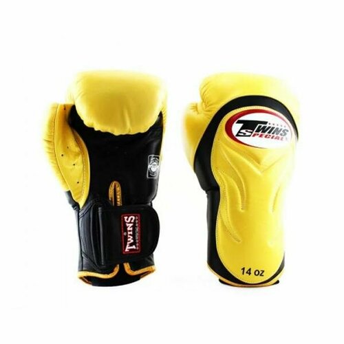 фото Перчатки боксерские twins special bgvl-6 black/yellow, 16 oz, черный, золото, желтый