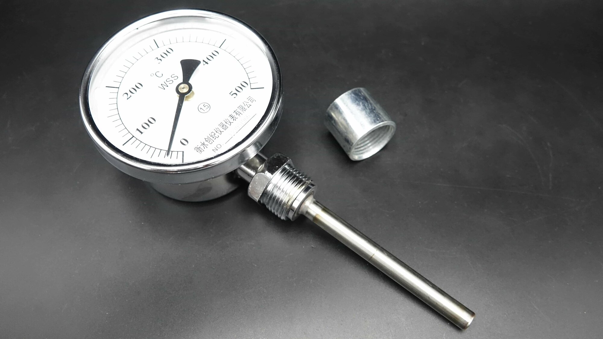 Биметаллический термометр 500°C+ резьбовая муфта вварная, датчик 100 мм