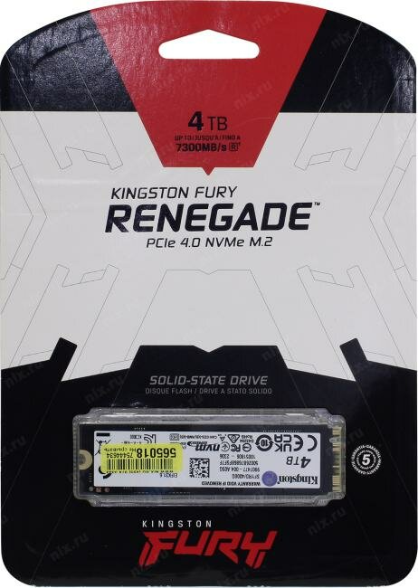 SSD накопитель Kingston Fury Renegade 4ТБ, M.2 2280, PCI-E 4.0 x4, NVMe - фото №20