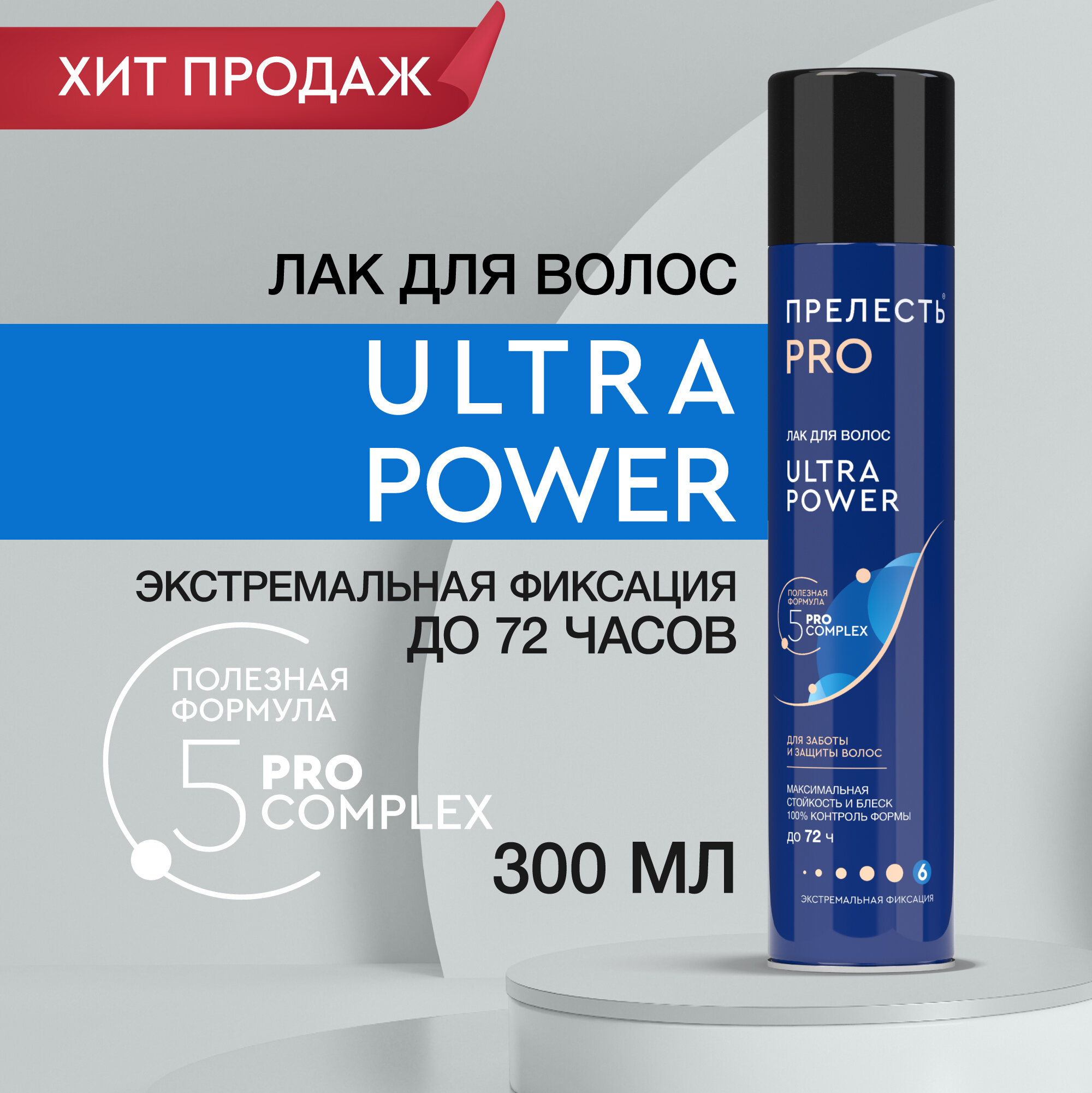 Прелесть Professional Лак для волос Ultra Power, экстремальной фиксации, 300 мл
