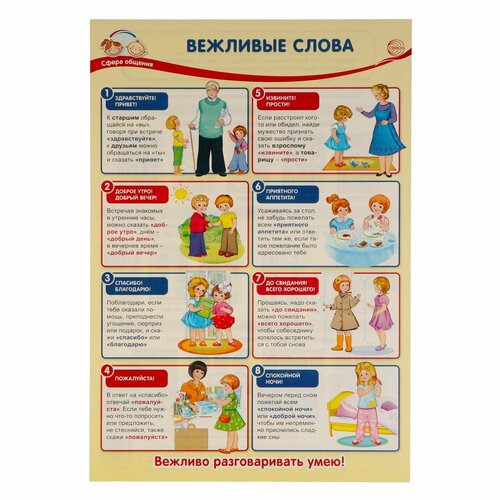 фото Плакат "правила этикета. вежливые слова" 34х49 см россия