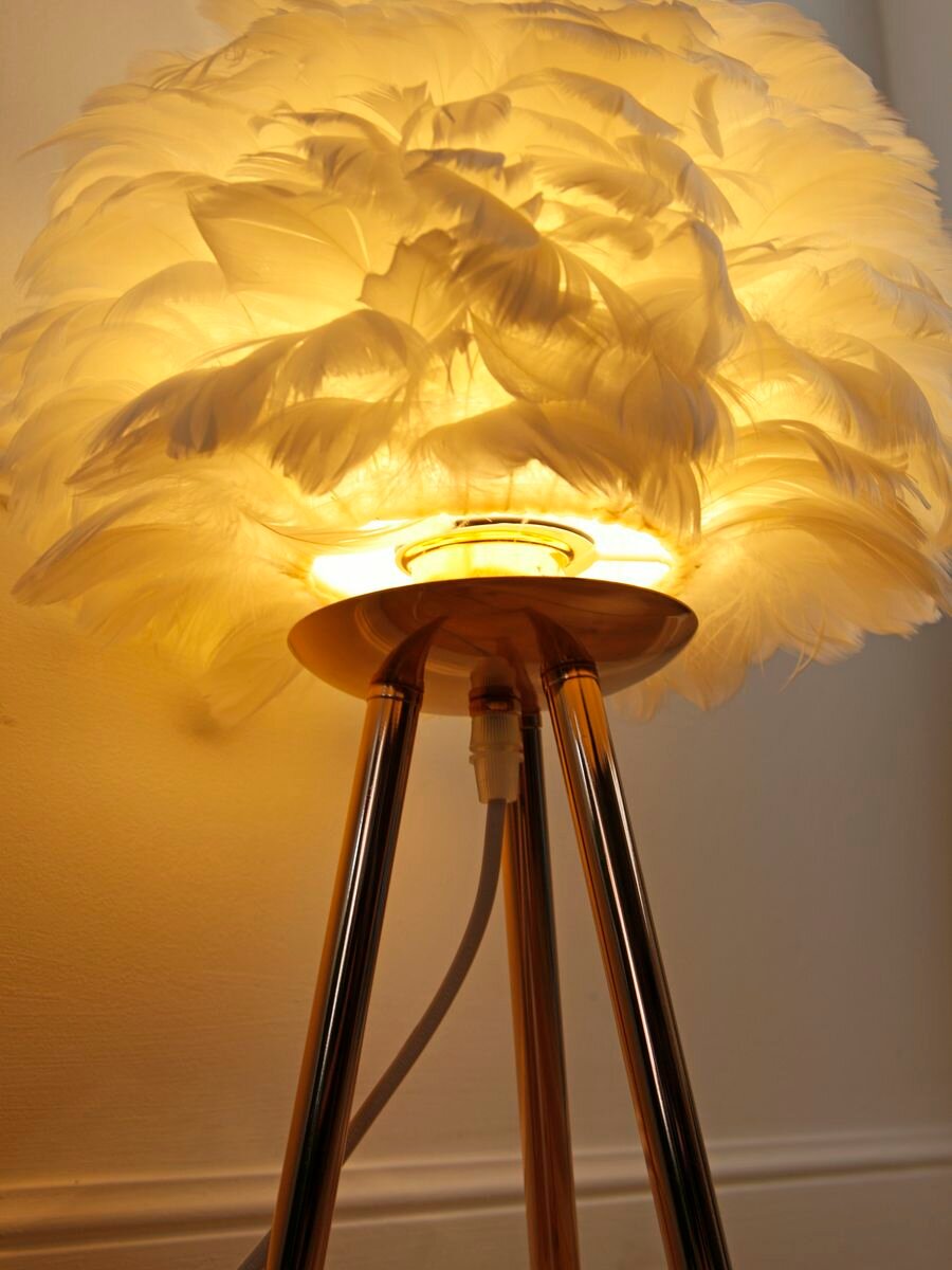 Светильник с перьями Лампа-Ночник настольный с абажуром - фотография № 6