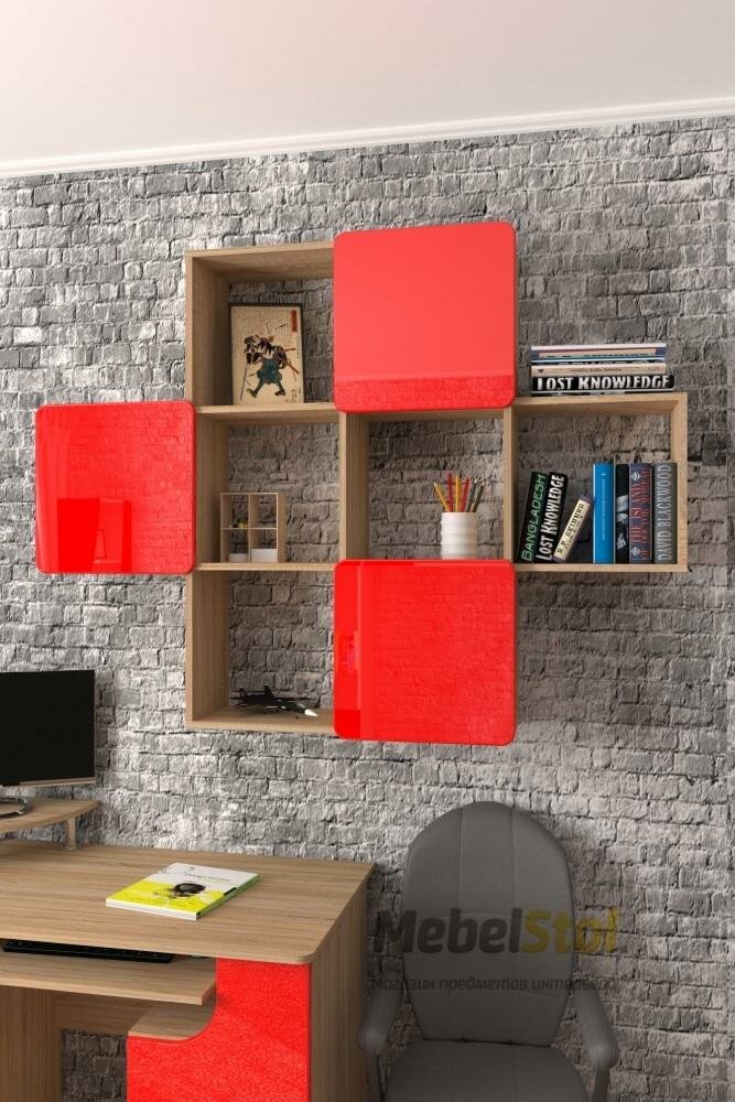 фото Полка для книг Мебелеф «Мебелеф – 4» Красный
