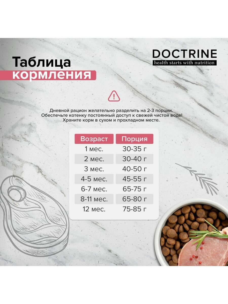 DOCTRINE сухой корм для котят с индейкой и рисом 0,8кг - фотография № 5