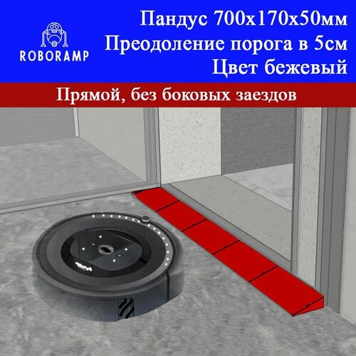 700х170х50мм бежевая прямая рампа пороговая для робота-пылесоса 4570₽