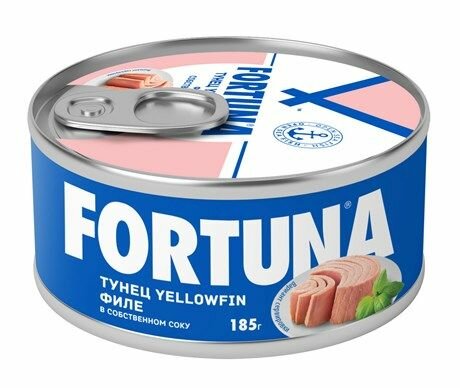 Тунец Fortuna филе yellowfin в собственном соку, 185г, 3 шт