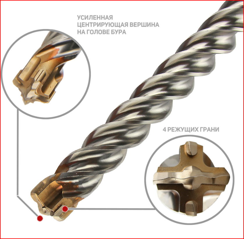 Бур SDS+ DreBo Profi Zentro для армированного бетона, 10 х 150 - 210 мм