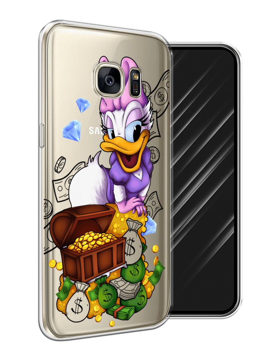 Силиконовый чехол на Samsung Galaxy S7 / Самсунг Галакси S7 "Rich Daisy Duck", прозрачный