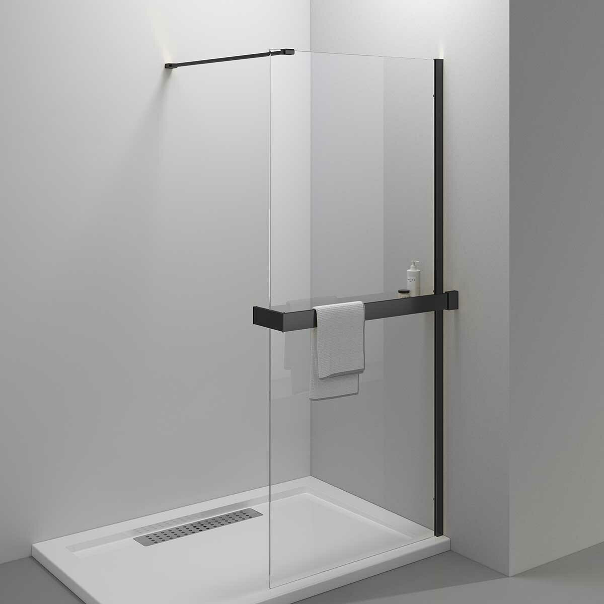 Душевая перегородка Vincea Walk-In HR 100х200 VSW-4HR100CLB черный, стекло прозрачное